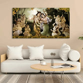 Beautiful Canvas Wall Painting Of Radha Krishna Raas Leela